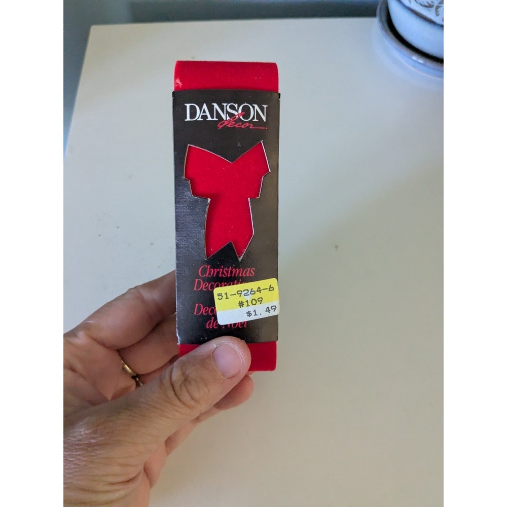 Vintage Danson Red Christmas Ribbon Velvet Trim 12 Ft Made In USA